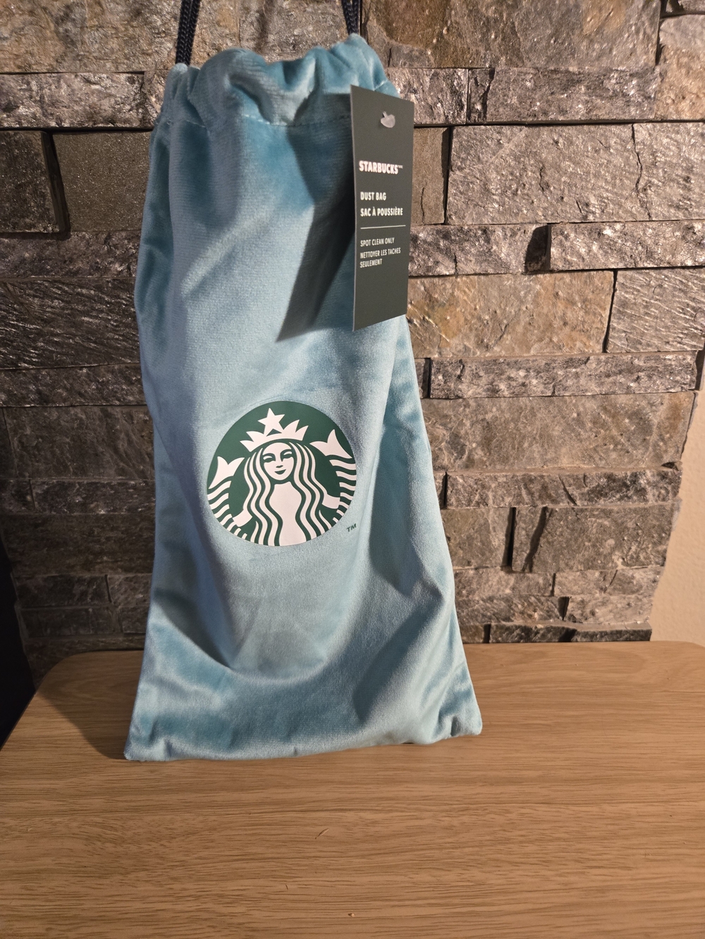 RARE!! Starbucks Disneyland 70th Anniversary Teal Velvet Drawstring Dust Bag